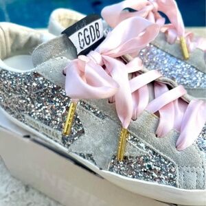 Golden Goose Super Star Silver Glitter Sz38